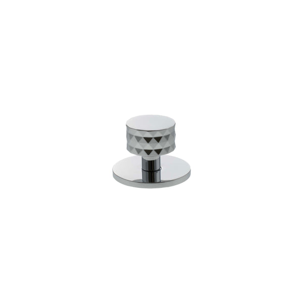 Millhouse Brass Chrysler Diamond Round Cabinet Knob Handle on Backplate - Polished Chrome - MHCDB1530PC - Choice Handles