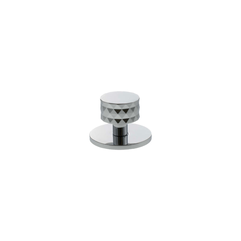 Millhouse Brass Chrysler Diamond Round Cabinet Knob Handle on Backplate - Polished Chrome - MHCDB1530PC - Choice Handles