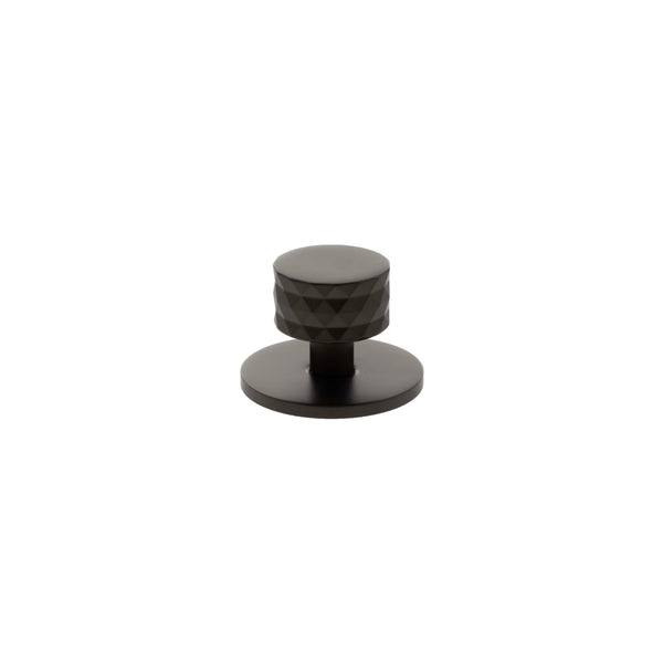 Millhouse Brass Chrysler Diamond Round Cabinet Knob Handle on Backplate - Urban Dark Bronze - MHCDB1530UDB - Choice Handles