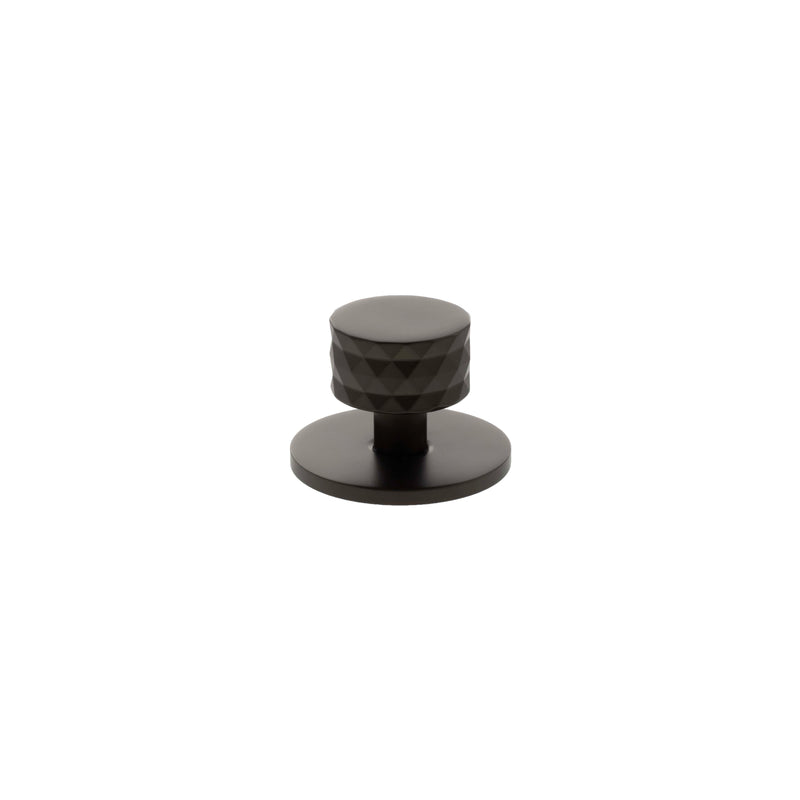 Millhouse Brass Chrysler Diamond Round Cabinet Knob Handle on Backplate - Urban Dark Bronze - MHCDB1530UDB - Choice Handles