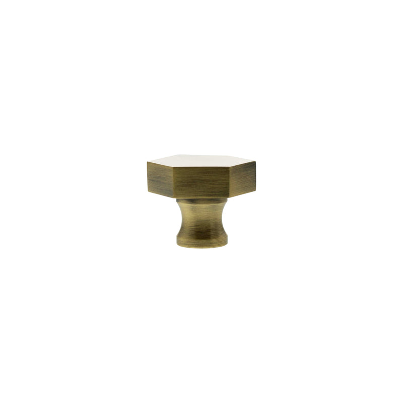 Millhouse Brass Pennington Hexagonal Cabinet Knob Handle - Antique Brass - MHCH1532AB - Choice Handles