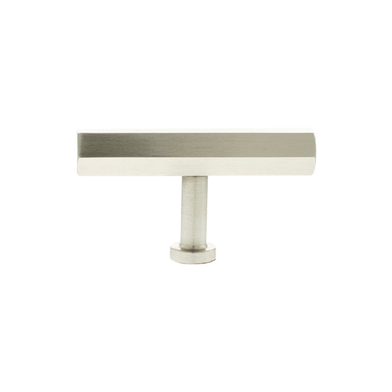 Millhouse Brass Pennington Hexagonal T-Bar Cabinet Knob Handle - Satin Nickel - MHCH1675SN - Choice Handles