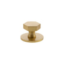 Millhouse Brass Pennington Hexagonal Cabinet Knob Handle on Backplate - Satin Brass - MHCHB1532SB - Choice Handles