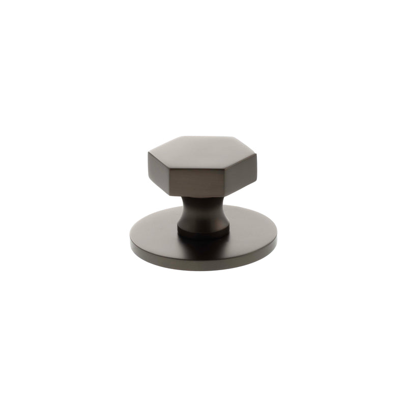 Millhouse Brass Pennington Hexagonal Cabinet Knob Handle on Backplate - Urban Dark Bronze - MHCHB1532UDB - Choice Handles