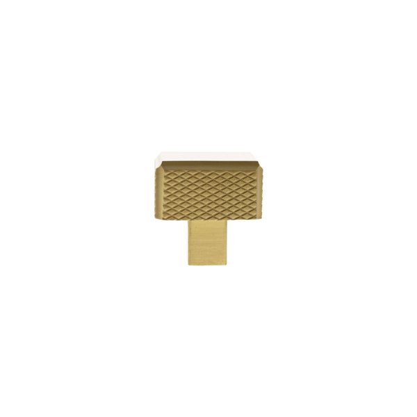 Millhouse Brass Eiffel Knurled Square Cabinet Knob Handle - Satin Brass - MHCK1230SB - Choice Handles