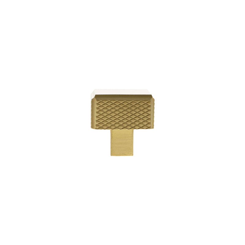 Millhouse Brass Eiffel Knurled Square Cabinet Knob Handle - Satin Brass - MHCK1230SB - Choice Handles
