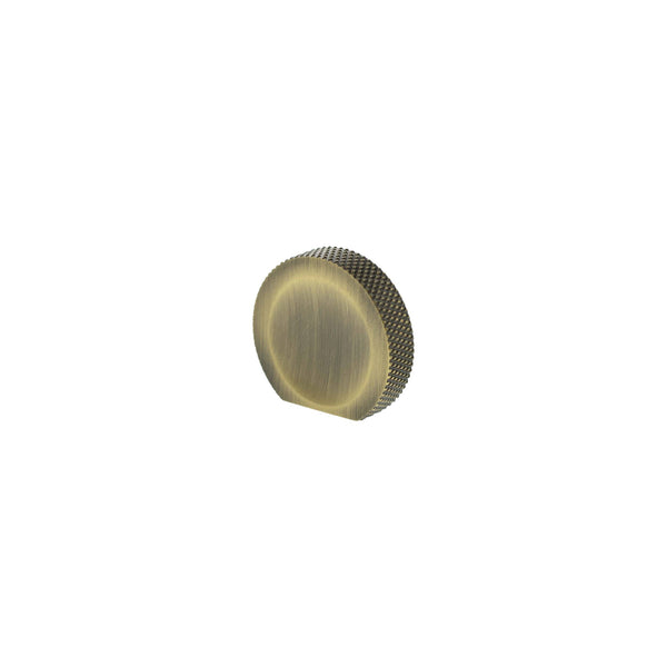 Millhouse Brass Eiffel Knurled Finger Pull Cabinet Knob Handle - Antique Brass - MHCK1338AB - Choice Handles