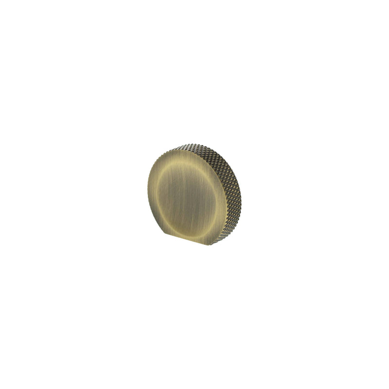 Millhouse Brass Eiffel Knurled Finger Pull Cabinet Knob Handle - Antique Brass - MHCK1338AB - Choice Handles