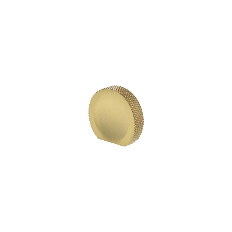 Millhouse Brass Eiffel Knurled Finger Pull Cabinet Knob Handle - Satin Brass - MHCK1338SB - Choice Handles