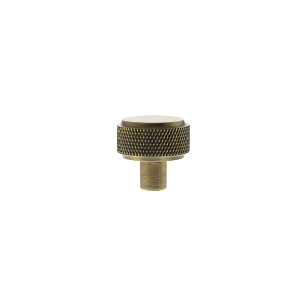 Millhouse Brass Eiffel Knurled Round Cabinet Knob Handle - Antique Brass - MHCK1532AB - Choice Handles