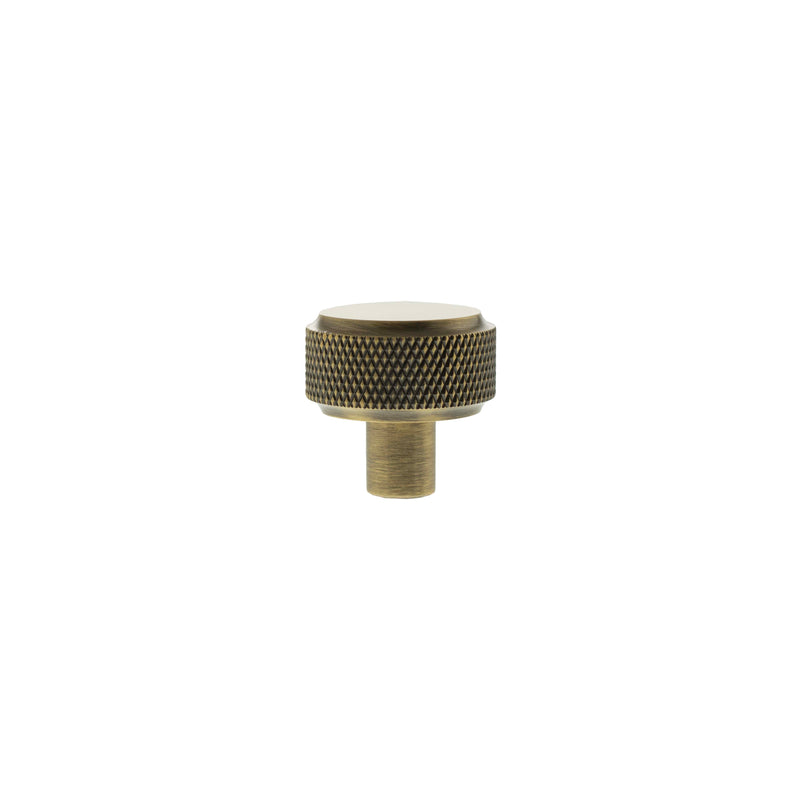 Millhouse Brass Eiffel Knurled Round Cabinet Knob Handle - Antique Brass - MHCK1532AB - Choice Handles