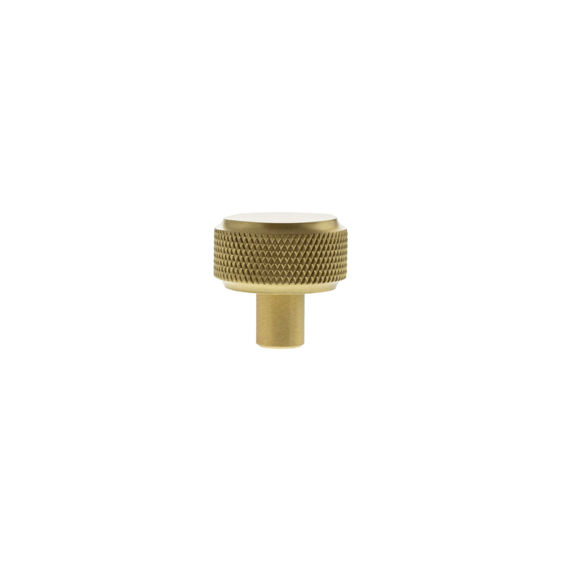 Millhouse Brass Eiffel Knurled Round Cabinet Knob Handle - Satin Brass - MHCK1532SB - Choice Handles