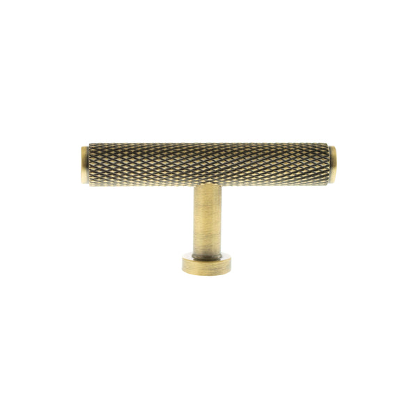 Millhouse Brass Eiffel Knurled T-Bar Cabinet Knob Handle - Antique Brass - MHCK1675AB - Choice Handles