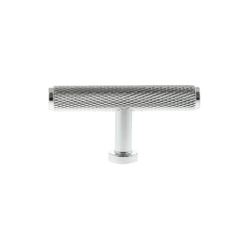 Millhouse Brass Eiffel Knurled T-Bar Cabinet Knob Handle - Polished Chrome - MHCK1675PC - Choice Handles