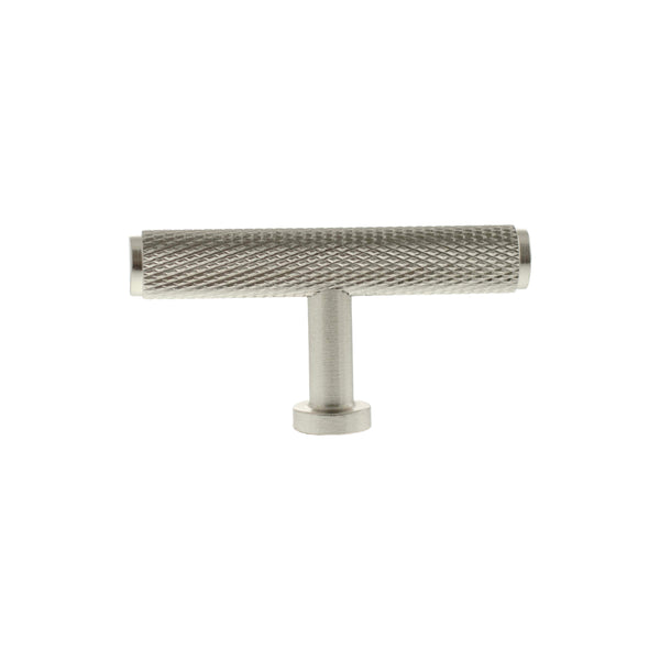 Millhouse Brass Eiffel Knurled T-Bar Cabinet Knob Handle - Satin Nickel - MHCK1675SN - Choice Handles