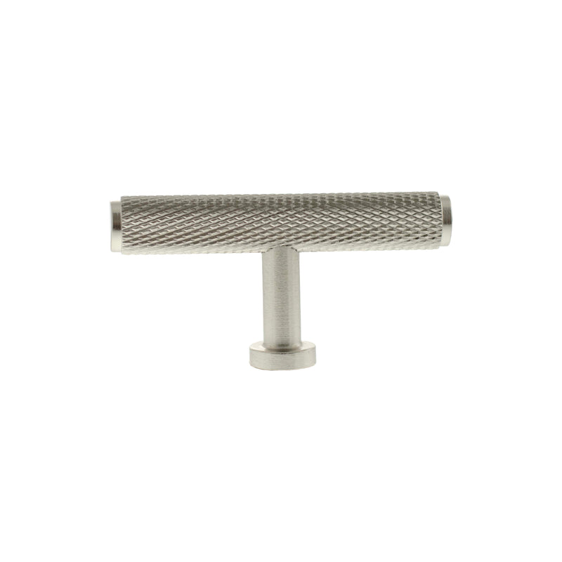 Millhouse Brass Eiffel Knurled T-Bar Cabinet Knob Handle - Satin Nickel - MHCK1675SN - Choice Handles