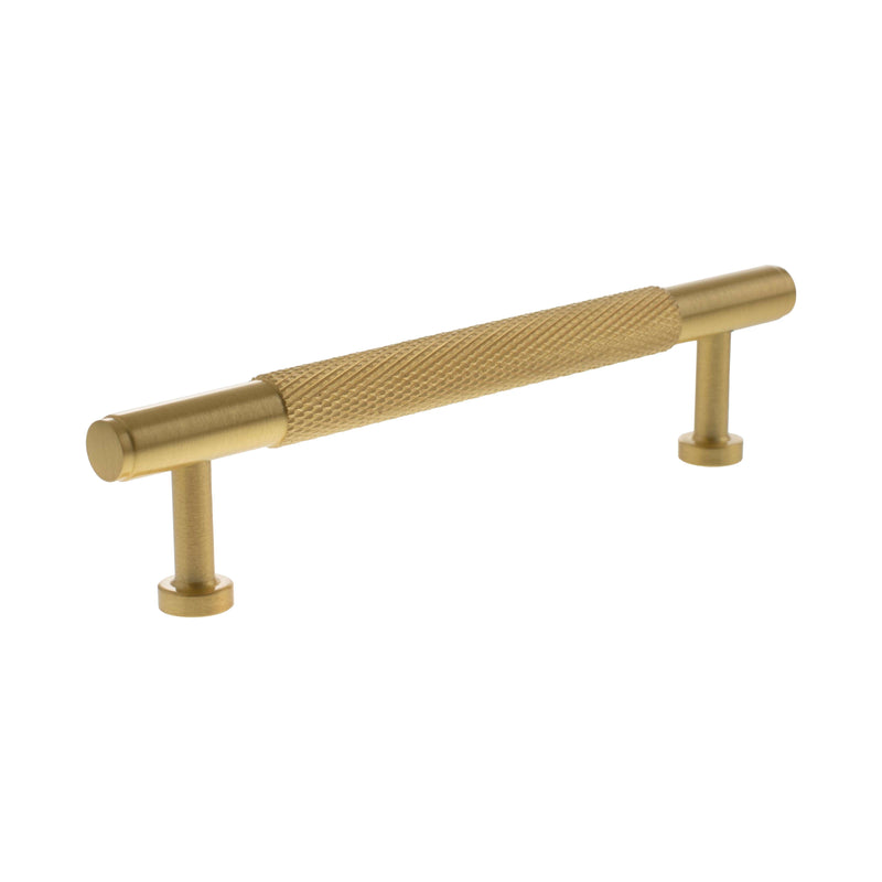 Millhouse Brass Eiffel Knurled T-Bar Cabinet Pull Handle 128mm - Satin Brass - MHCK17128SB - Choice Handles