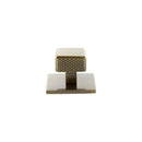 Millhouse Brass Eiffel Knurled Square Cabinet Knob Handle on Backplate - Antique Brass - MHCKB1230AB - Choice Handles