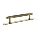 Millhouse Brass Eiffel Knurled T-Bar Cabinet Pull Handle on Backplate 128mm - Antique Brass - MHCKB17128AB - Choice Handles