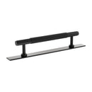 Millhouse Brass Eiffel Knurled T-Bar Cabinet Pull Handle on Backplate 128mm - Matt Black - MHCKB17128MB - Choice Handles