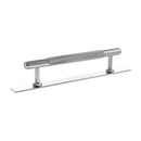 Millhouse Brass Eiffel Knurled T-Bar Cabinet Pull Handle on Backplate 128mm - Polished Chrome - MHCKB17128PC - Choice Handles