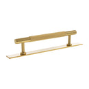 Millhouse Brass Eiffel Knurled T-Bar Cabinet Pull Handle on Backplate 128mm - Satin Brass - MHCKB17128SB - Choice Handles