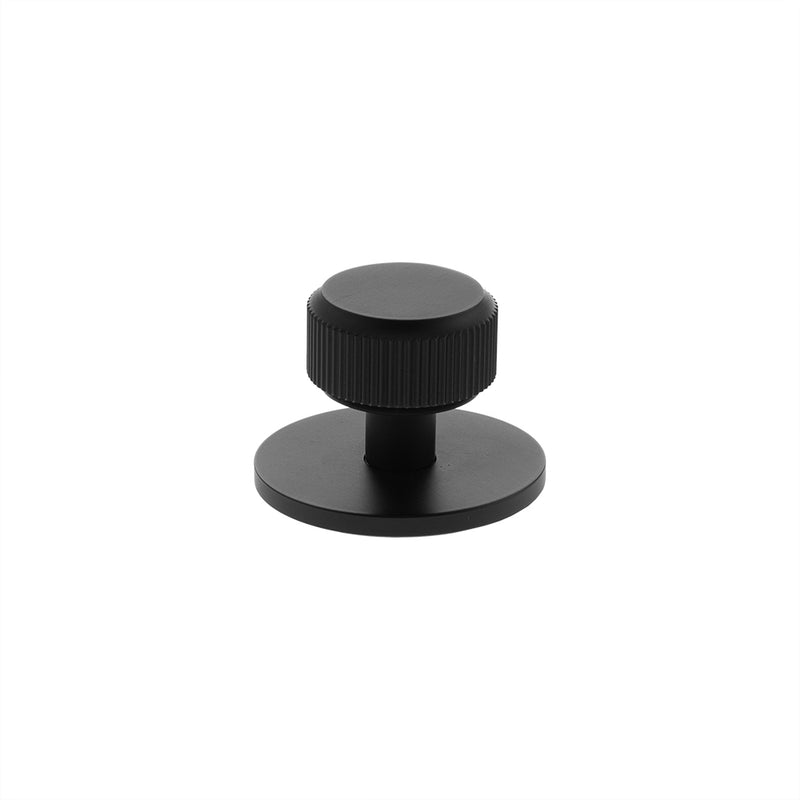 Millhouse Brass Battersea Linear Round Cabinet Knob Handle on Backplate - Matt Black - MHCLB1532MB - Choice Handles