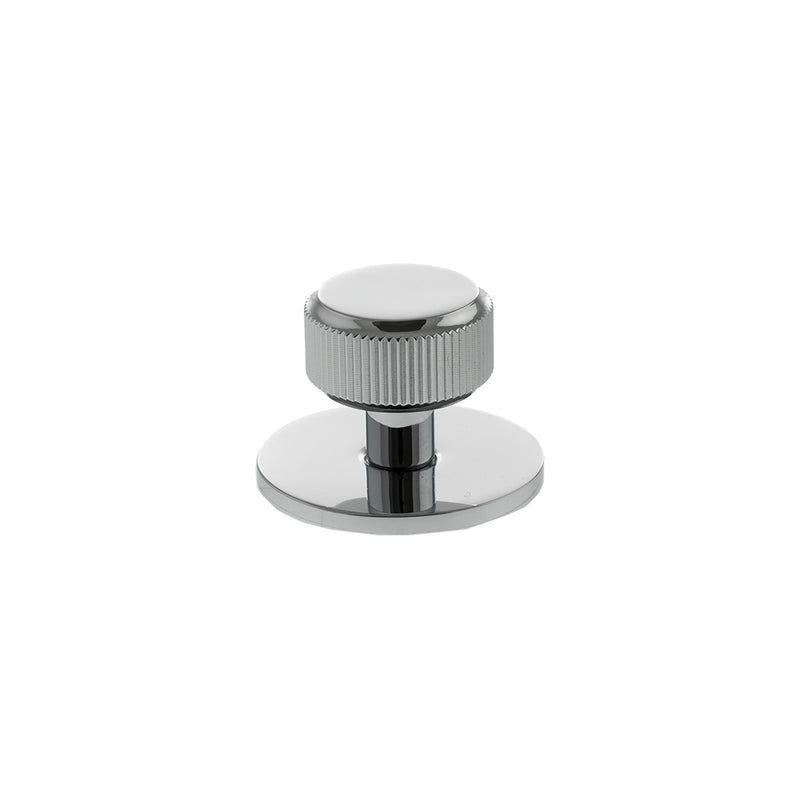 Millhouse Brass Battersea Linear Round Cabinet Knob Handle on Backplate - Polished Chrome - MHCLB1532PC - Choice Handles