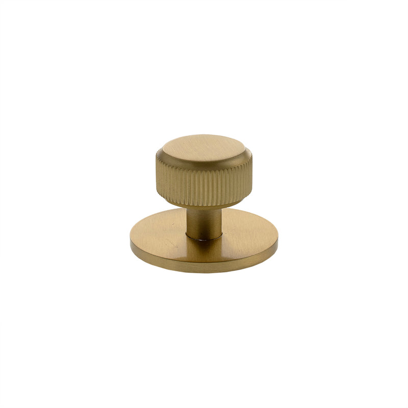 Millhouse Brass Battersea Linear Round Cabinet Knob Handle on Backplate - Satin Brass - MHCLB1532SB - Choice Handles