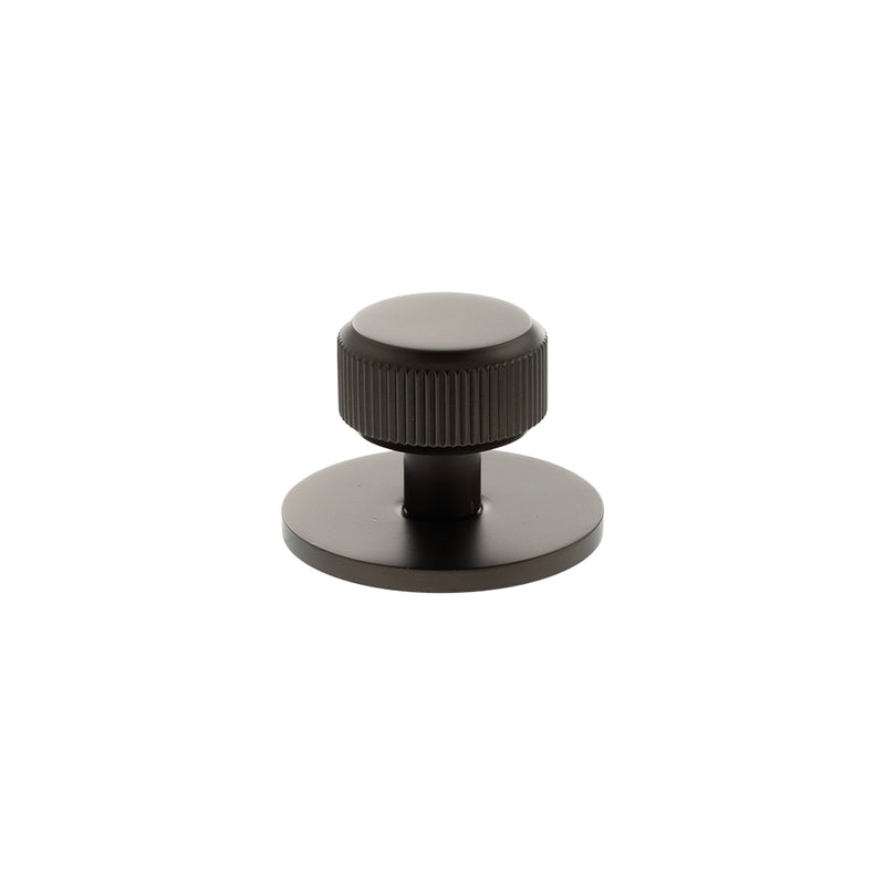 Millhouse Brass Battersea Linear Round Cabinet Knob Handle on Backplate - Urban Dark Bronze - MHCLB1532UDB - Choice Handles