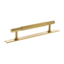 Millhouse Brass Battersea Linear T-Bar Cabinet Pull Handle on Backplate 128mm - Satin Brass - MHCLB17128SB - Choice Handles