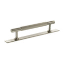 Millhouse Brass Battersea Linear T-Bar Cabinet Pull Handle on Backplate 128mm - Satin Nickel - MHCLB17128SN - Choice Handles