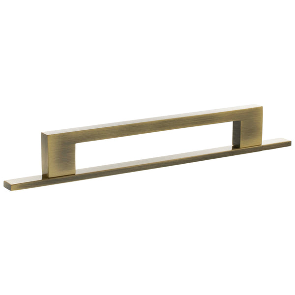 Millhouse Brass Empire Slim Cabinet Pull Handle on Backplate 160mm - Antique Brass - MHCNB17160AB