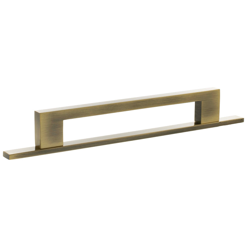 Millhouse Brass Empire Slim Cabinet Pull Handle on Backplate 160mm - Antique Brass - MHCNB17160AB