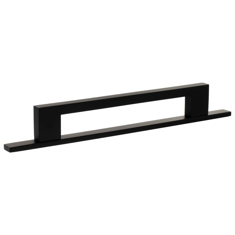 Millhouse Brass Empire Slim Cabinet Pull Handle on Backplate 160mm - Matt Black - MHCNB17160MB - Choice Handles