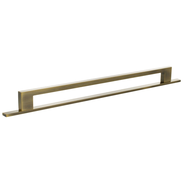 Millhouse Brass Empire Slim Cabinet Pull Handle on Backplate 320mm - Antique Brass - MHCNB17320AB