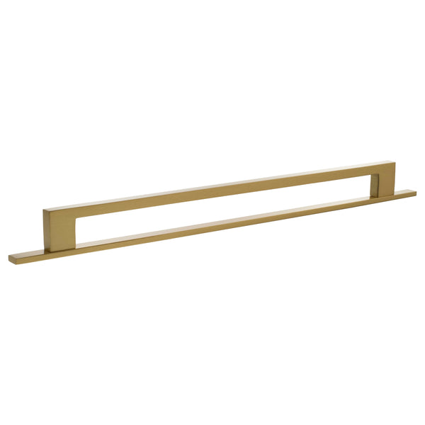 Millhouse Brass Empire Slim Cabinet Pull Handle on Backplate 320mm - Satin Brass - MHCNB17320SB