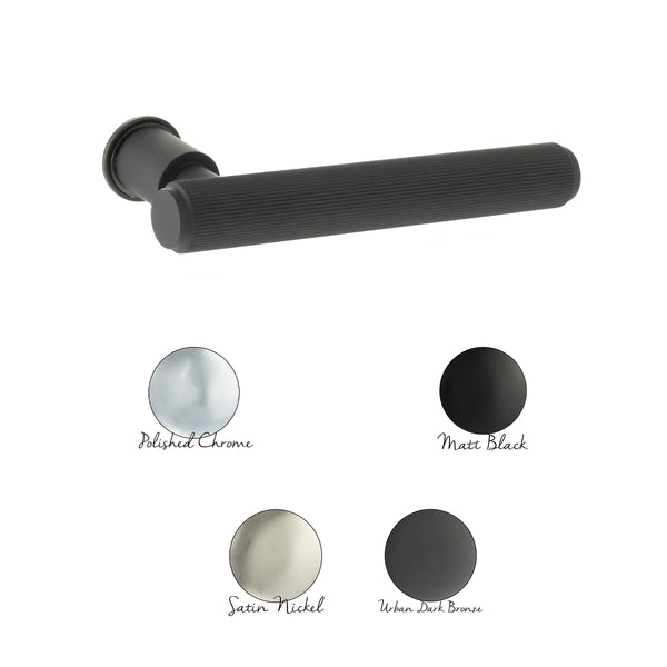 Millhouse Brass Stephenson Lever Door Handle on Concealed Round Rose - Satin Nickel - MHCR250SN