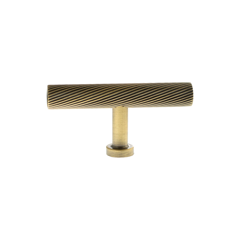 Millhouse Brass Paddington Spiral T-Bar Cabinet Knob Handle - Antique Brass - MHCS1675AB - Choice Handles