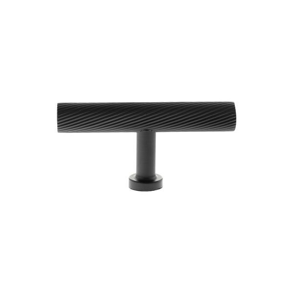Millhouse Brass Paddington Spiral T-Bar Cabinet Knob Handle - Matt Black - MHCS1675MB - Choice Handles