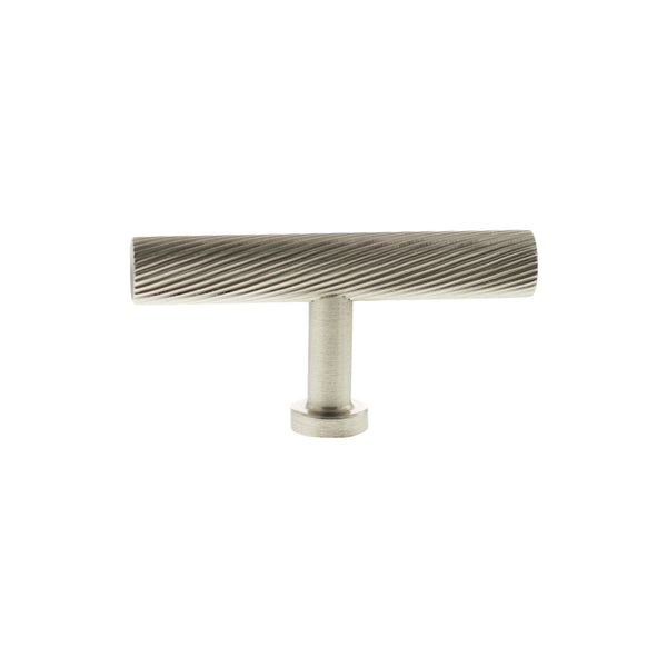 Millhouse Brass Paddington Spiral T-Bar Cabinet Knob Handle - Satin Nickel - MHCS1675SN - Choice Handles