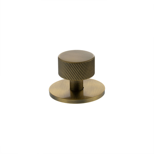 Millhouse Brass Paddington Spiral Round Cabinet Knob Handle on Backplate - Antique Brass - MHCSB1532AB - Choice Handles