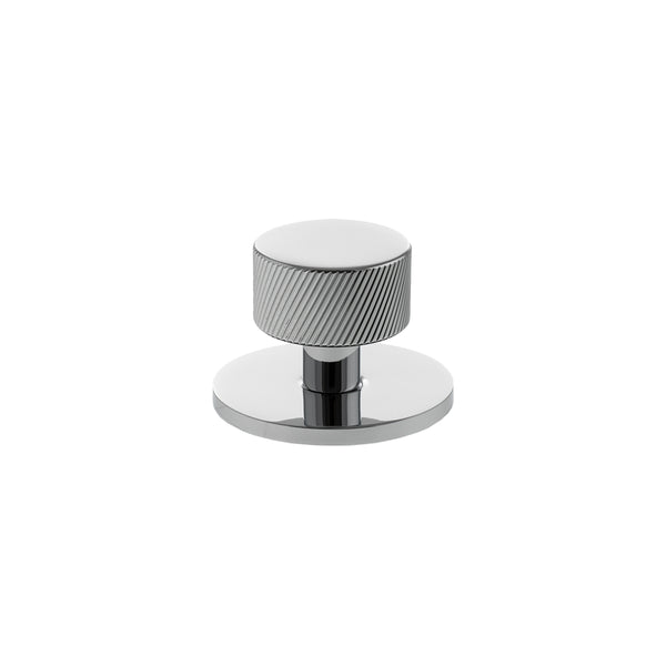Millhouse Brass Paddington Spiral Round Cabinet Knob Handle on Backplate - Polished Chrome - MHCSB1532PC - Choice Handles