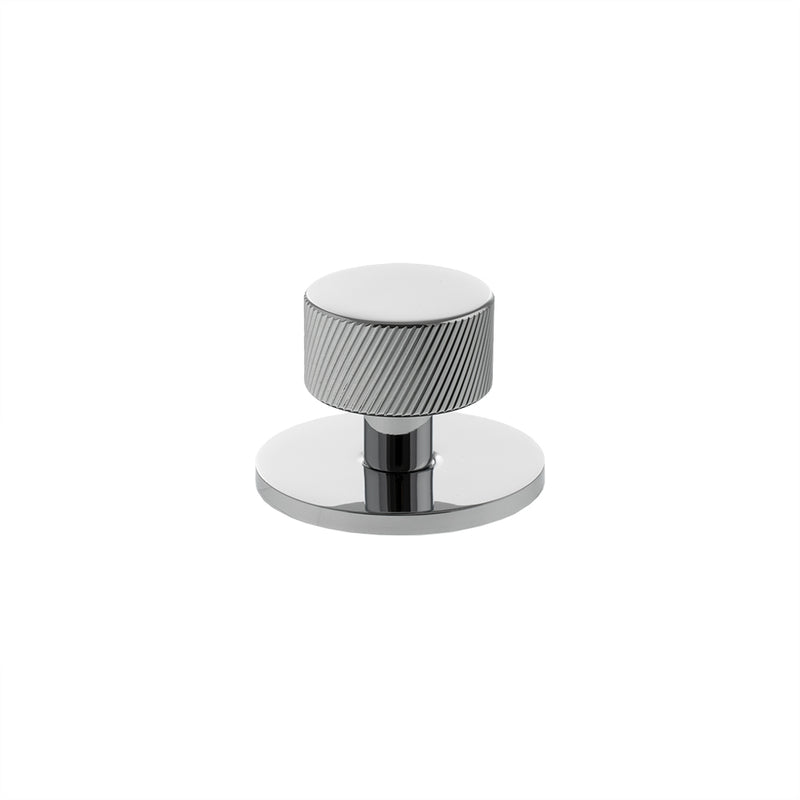 Millhouse Brass Paddington Spiral Round Cabinet Knob Handle on Backplate - Polished Chrome - MHCSB1532PC - Choice Handles