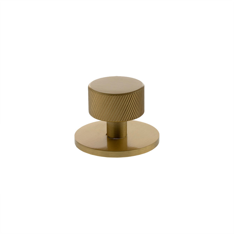Millhouse Brass Paddington Spiral Round Cabinet Knob Handle on Backplate - Satin Brass - MHCSB1532SB - Choice Handles