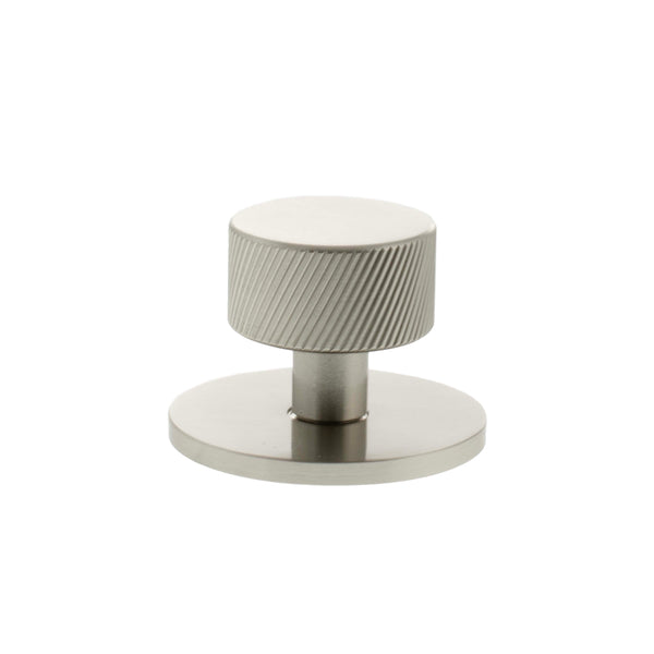 Millhouse Brass Paddington Spiral Round Cabinet Knob Handle on Backplate - Satin Nickel - MHCSB1532SN - Choice Handles