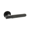 Millhouse Brass Crompton Knurled Lever Door Handle on 5mm Slimline Round Rose - Matt Black - MHSR100MB - Choice Handles