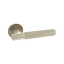 Millhouse Brass Crompton Knurled Lever Door Handle on 5mm Slimline Round Rose - Satin Nickel - MHSR100SN - Choice Handles