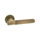 Millhouse Brass Crompton Knurled Lever Door Handle on 5mm Slimline Round Rose - Yester Bronze - MHSR100YB - Choice Handles