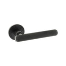 Millhouse Brass Stephenson Knurled Lever Door Handle on 5mm Slimline Round Rose - Matt Black - MHSR250MB - Choice Handles